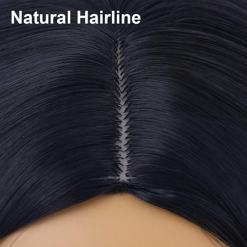 12 Inches Black Wig Short Straight Bob Wig Black Bob Wigs Heat Resistant Synthetic Wigs Hairnet Include