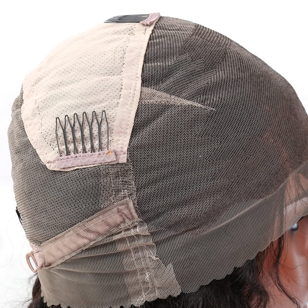 10A Brazilian Loose Deep Full Lace Wigs 130% Density Virgin Human Hair Wig for Black Women Natural Color 16Inch