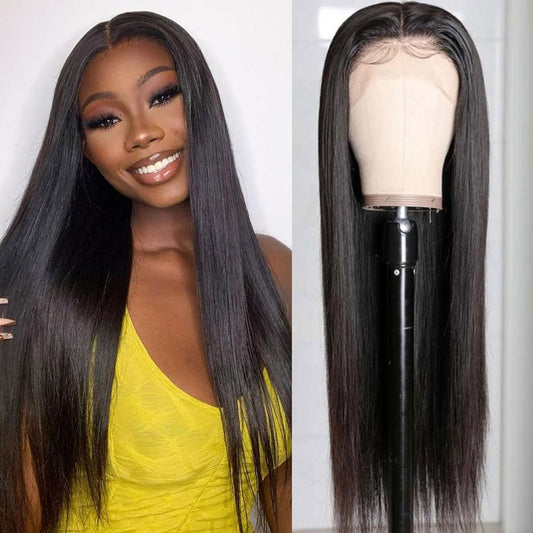 22 Inch 13X6 Straight Lace Front Wigs Human Hair 200 Density Straight Wigs Human Hair Pre Plucked for Women Natural Black