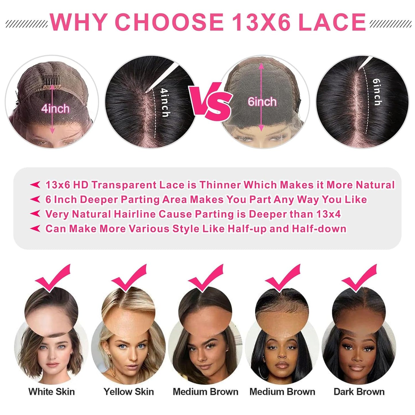 13X6 Deep Wave Lace Front Wigs Human Hair Deep Wave Hd Lace Frontal Wigs for Black Women Glueless Curly Lace Front Wig Pre Plucked with Baby Hair 180% Density Natural Color 26Inch