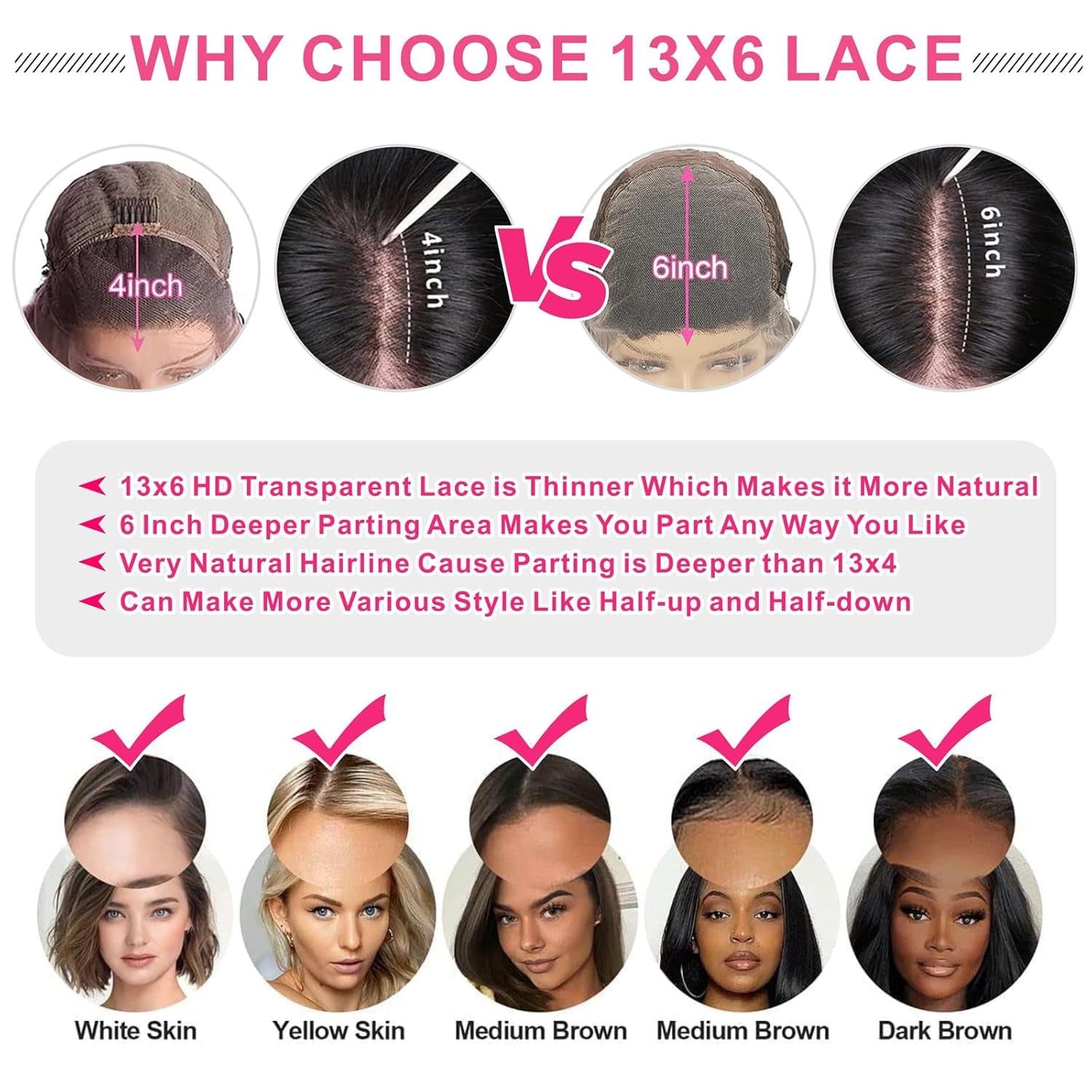 13X6 Deep Wave Lace Front Wigs Human Hair Deep Wave Hd Lace Frontal Wigs for Black Women Glueless Curly Lace Front Wig Pre Plucked with Baby Hair 180% Density Natural Color 26Inch