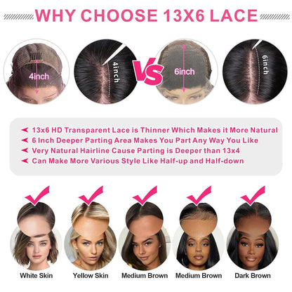 13X6 Deep Wave Lace Front Wigs Human Hair Deep Wave Hd Lace Frontal Wigs for Black Women Glueless Curly Lace Front Wig Pre Plucked with Baby Hair 180% Density Natural Color 26Inch