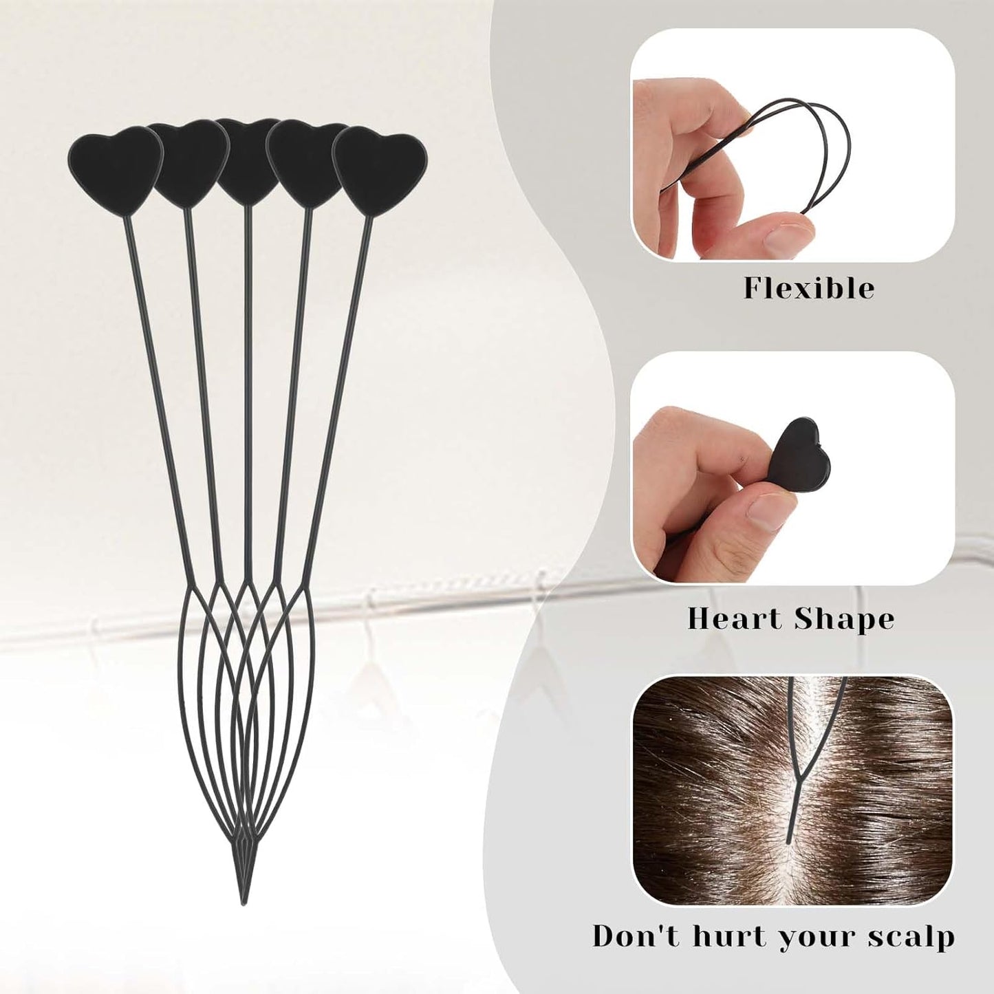 12PCS Hair Beader Tool for Hair Braids, Loading Beads on Hair Braids Beader Tool Quick Automatic Beads Loader Black Hair Bead Maker Threading Applicator Set for Hair Tail Ponytail Styling Maker