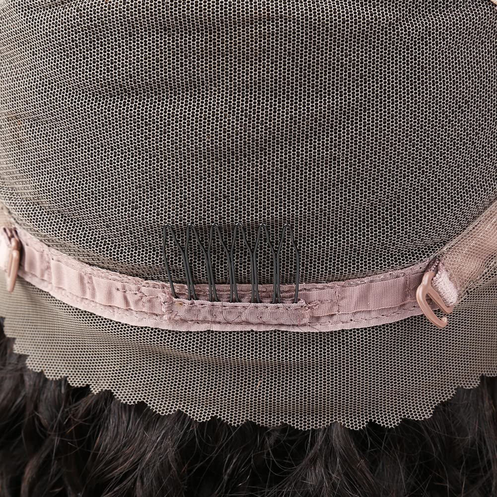 10A Brazilian Loose Deep Full Lace Wigs 130% Density Virgin Human Hair Wig for Black Women Natural Color 16Inch