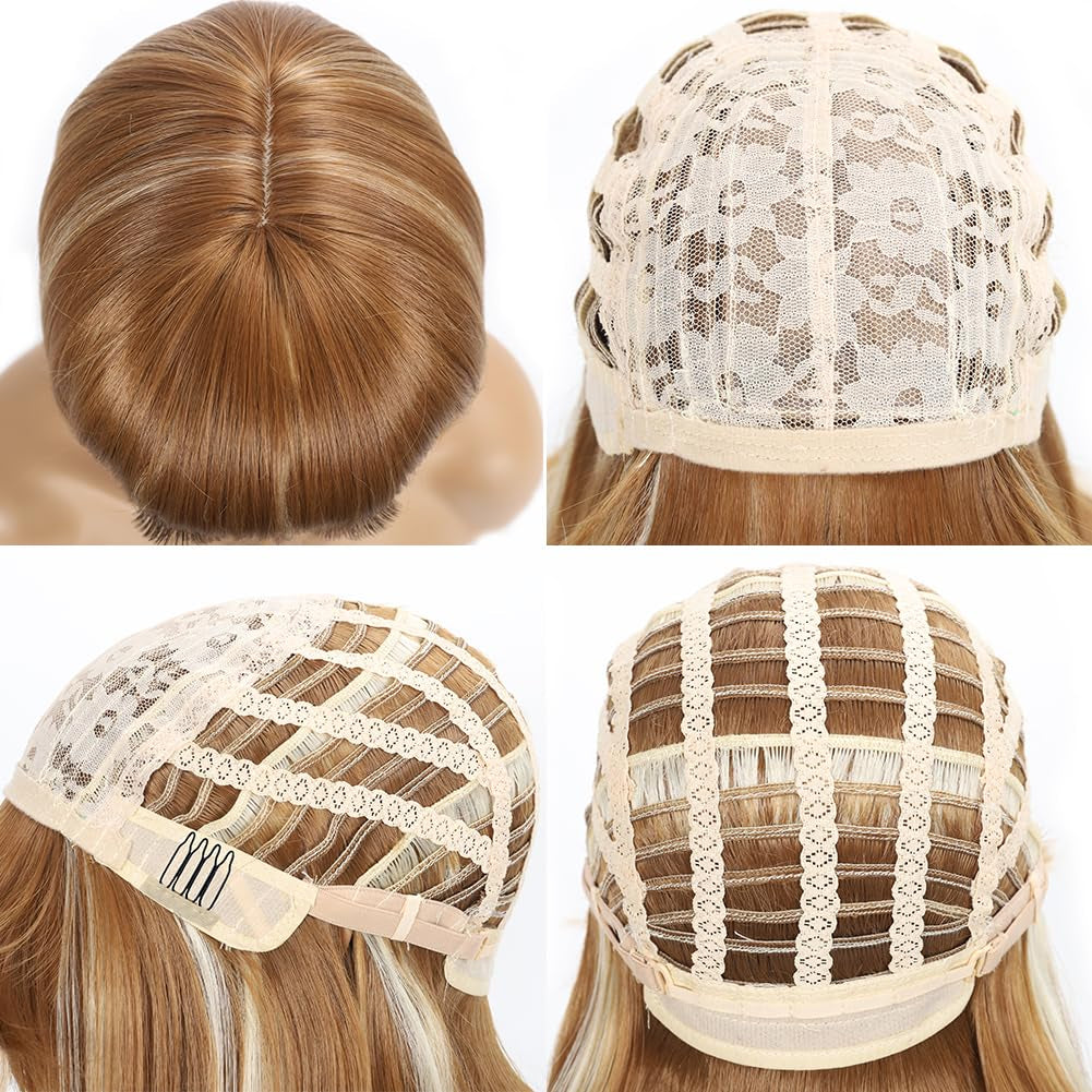 12 Inch Short Bob Wigs with Bangs Straight Bob Wigs for Women Synthetic Bob Wigs Natural Looking for Daily Party Cosplay (12Inch, 27/613)