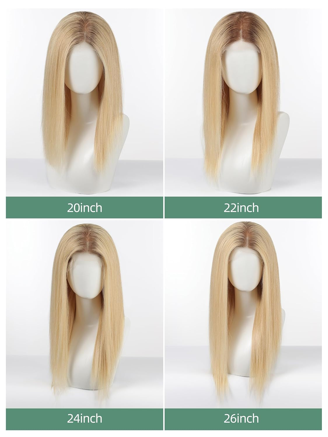 13 * 4 HD Glueless Human Hair Ombre Light Blonde Lace Front Wigs for White Women Straight Wig Pre Plucked 180% Density Transparent (22Inch)