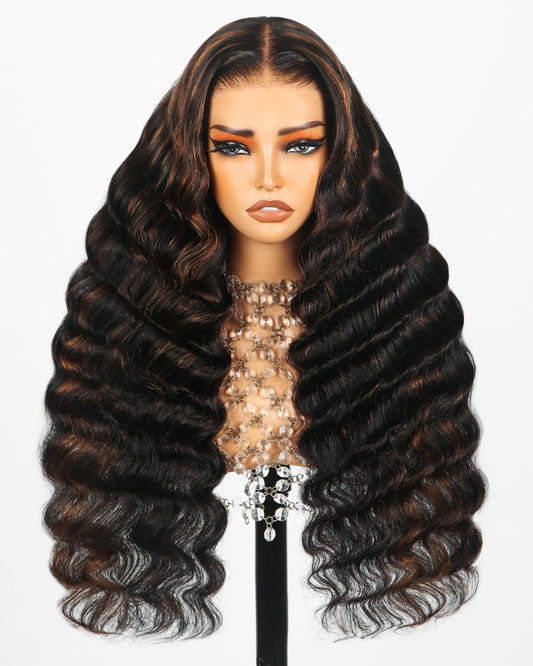 13X4 Loose Curly Wave Wig 1B/30 Ready to Go Glueless Wigs Human Hair Highlight Lace Front Wig Human Hair Pre Plucked Cut Lace 210% Density Pre Bleached (24Inch, 13X4 Loose Wave)