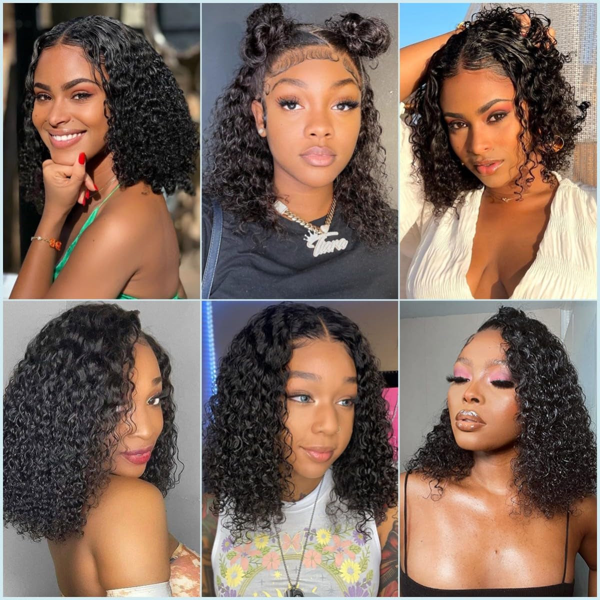 16 Inch Short Deep Curly Lace Front Wigs Human Hair 13X4 HD Transparent 180% Density Pre Plucked Baby Hair Curly Bob Human Hair Wigs Natural Black