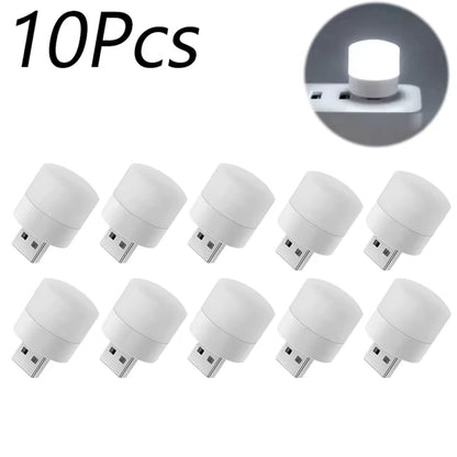 1/10Pcs Mini USB Night Light Warm White Eye Protection Book Reading Light USB Plug Computer Mobile Power Charging LED Night Lamp