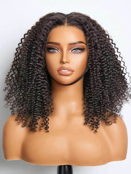 16 Inch Jerry Curly Lace Front Wigs Human Hair 13X4 Lace Front Wigs Human Hair Pre Plucked Brazilian Wig Human Hair 180 Density Natural Color Glueless Frontal Wigs Human Hair