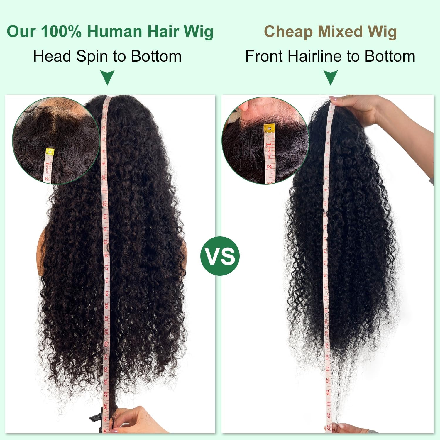 13X6 Deep Wave Lace Front Wigs Human Hair 200% Density 24 Inch Curly Human Hair Wig for Women Natural Black HD Transparent Lace Glueless Frontal Wigs Pre Plucked Natural Color