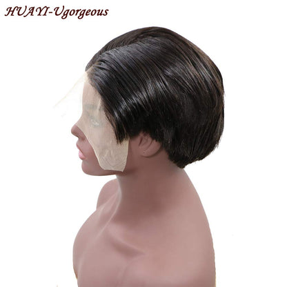 2024 Fashion Short 13X6 Front Lace Wigs Natural Black Short Wigs Top 10A Quality Human Hair Wigs Short Cut for Black Women