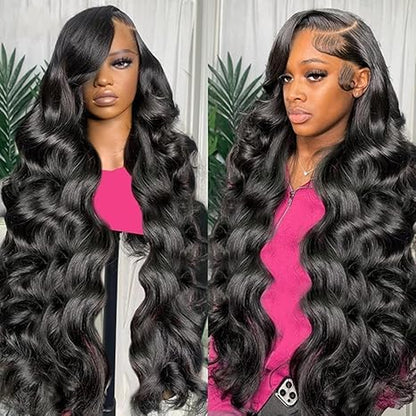 18 Inch Body Wave Lace Front Wigs Human Hair Pre Plucked 200 Density 13X4 HD Lace Front Wigs with Baby Hair Frontal Wigs for Women Natural Black