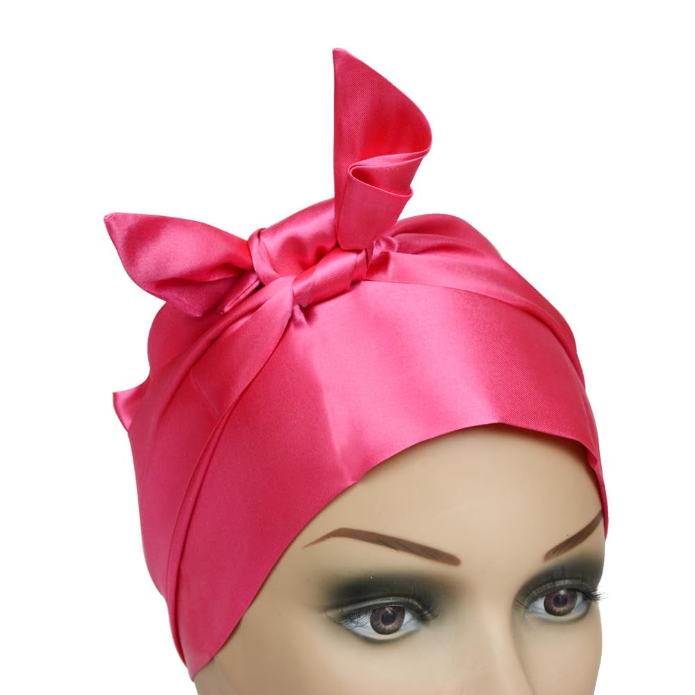 2 Pcs Satin Head Wrap Wig Grip Band Fashion Headbands for Laying Lace Frontal Wigs Satin Scarf for Yoga, Makeup, Facial, Sport (1 Pc Pink, 1 Pc Black)