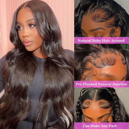 13X4 Lace Frontal Wigs Human Hair Body Wave 100% Unprocessed Brazilian Virgin Human Hair Wigs for Black Women 200% Density (20 Inch)