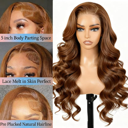 26 Inch Body Wave Lace Front Wig Human Hair 5X5 HD Lace Front Curly Human Hair Wig Pre Plucked Brazilian 180 Density Glueless Frontal Wigs for Black Women