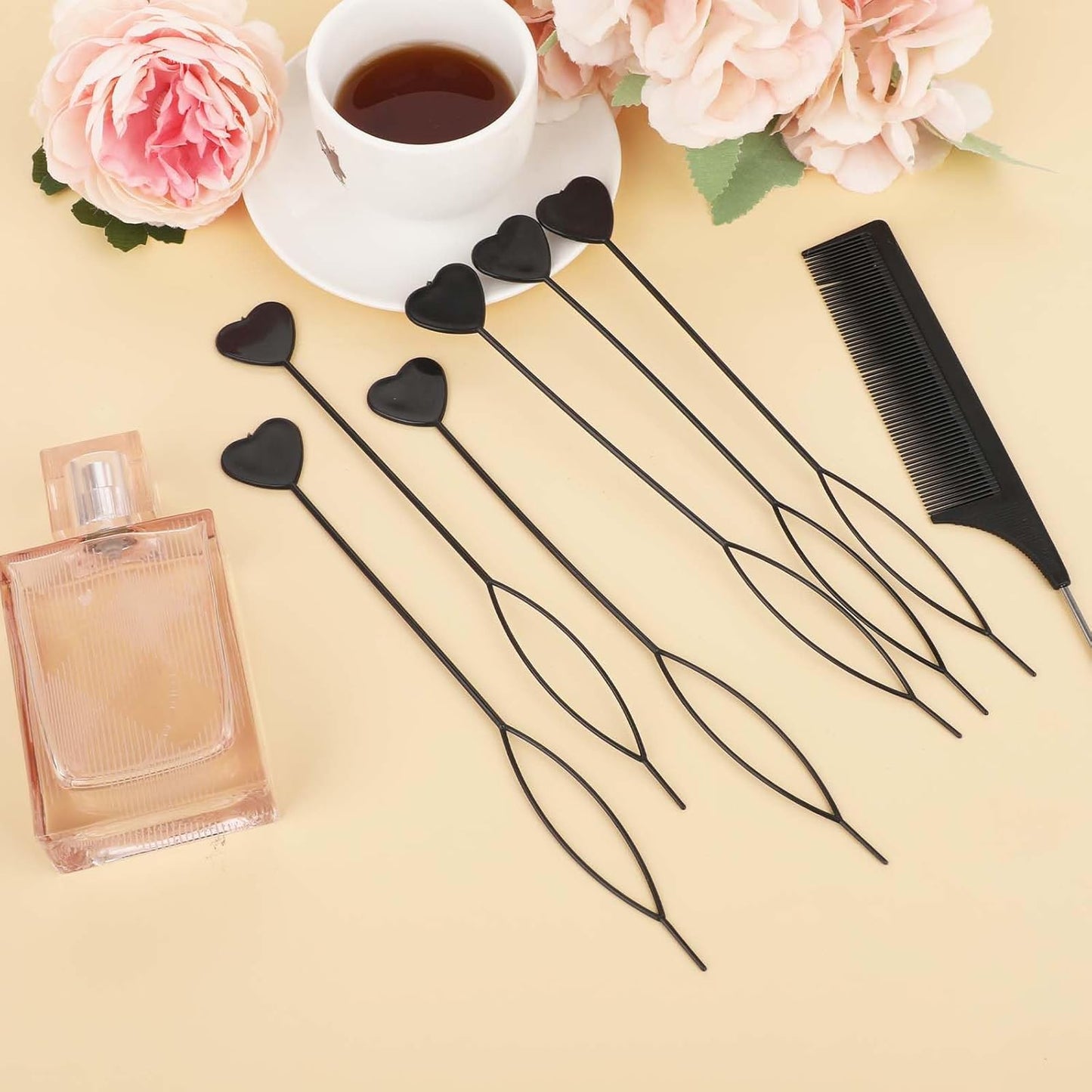 12PCS Hair Beader Tool for Hair Braids, Loading Beads on Hair Braids Beader Tool Quick Automatic Beads Loader Black Hair Bead Maker Threading Applicator Set for Hair Tail Ponytail Styling Maker