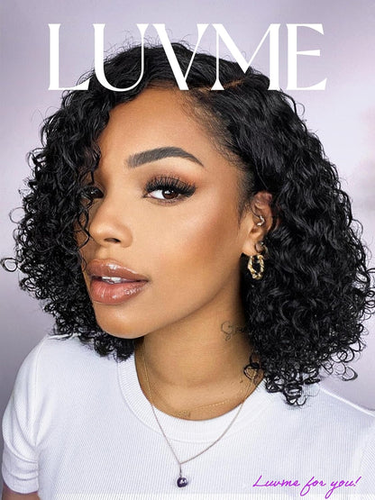 12'' Glueless HD Curly Wig Human Hair Pre Cut Lace Wig, Real HD Lace Short Curly Bob Wigs 180 Density Human Hair Pre Plucked Bleached Knots Pre Cut