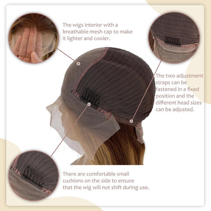 13X6 HD Transparent Lace Front Wigs 22 Inch Straight Lace Front Wigs Human Hair Pre Plucked Medium Brown to Medium Auburn Glueless Wigs Unprocessed Brazilian Virgin Human Hair with Baby Hair