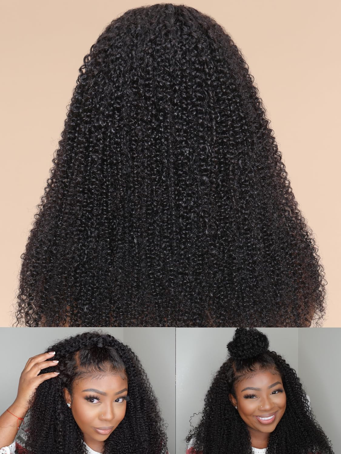 12A Bye Bye Knots Glueless Wig Kinky Curly 7X5 Pre Cut Lace Front Wigs Invisible Knots Virgin Human Hair HD Lace Frontal Pre Bleached Wig 180% Density 26 Inch