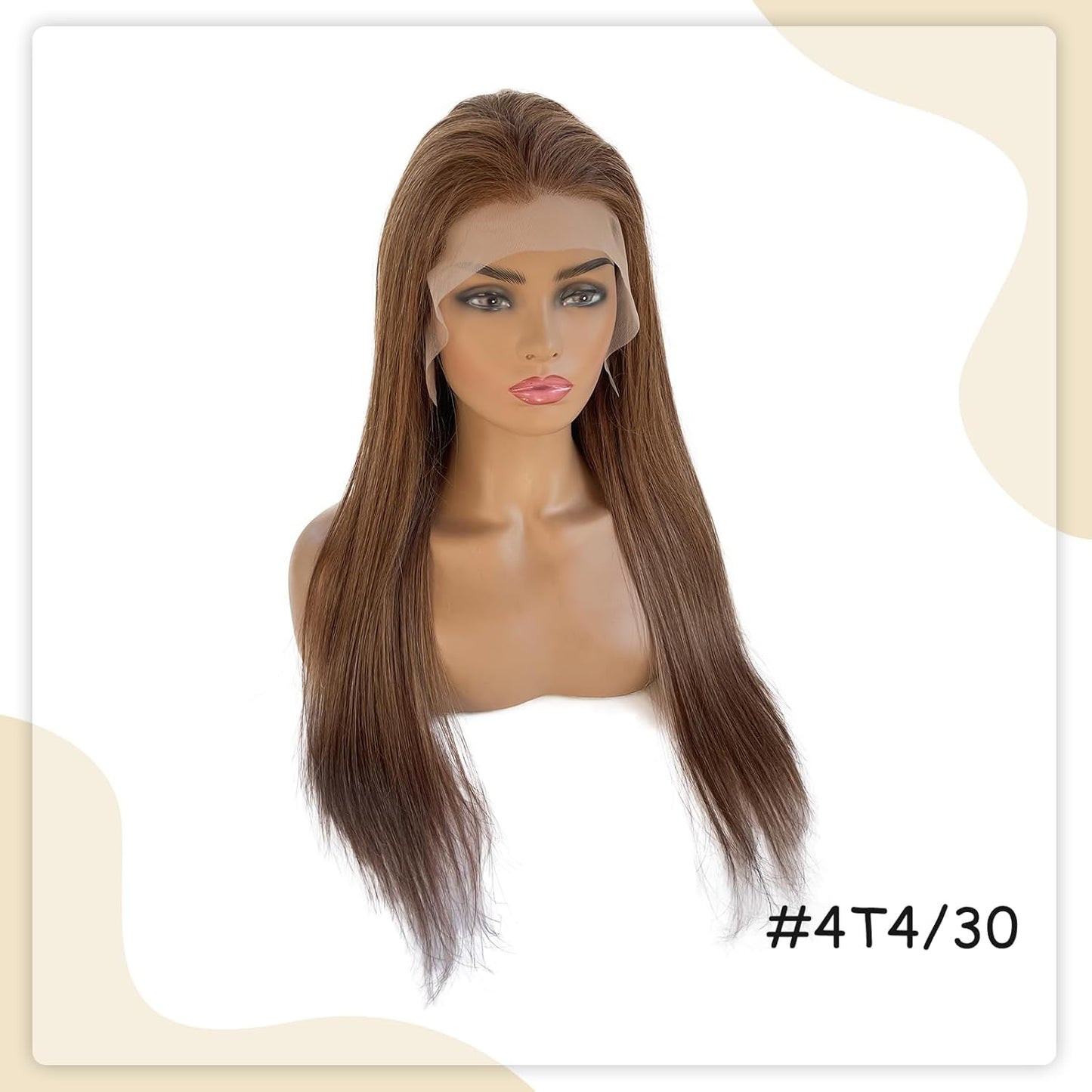13X6 HD Transparent Lace Front Wigs 22 Inch Straight Lace Front Wigs Human Hair Pre Plucked Medium Brown to Medium Auburn Glueless Wigs Unprocessed Brazilian Virgin Human Hair with Baby Hair