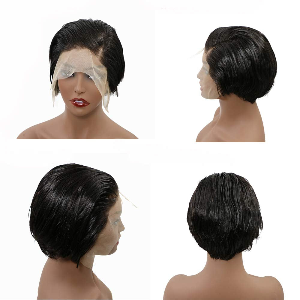2024 Fashion Short 13X6 Front Lace Wigs Natural Black Short Wigs Top 10A Quality Human Hair Wigs Short Cut for Black Women