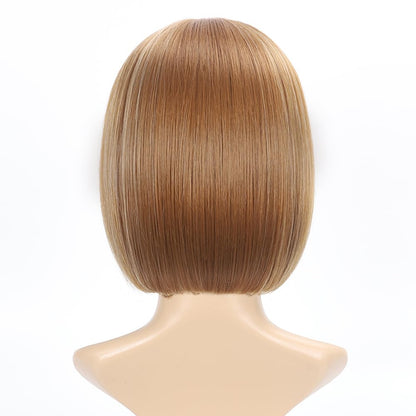 12 Inch Short Bob Wigs with Bangs Straight Bob Wigs for Women Synthetic Bob Wigs Natural Looking for Daily Party Cosplay (12Inch, 27/613)