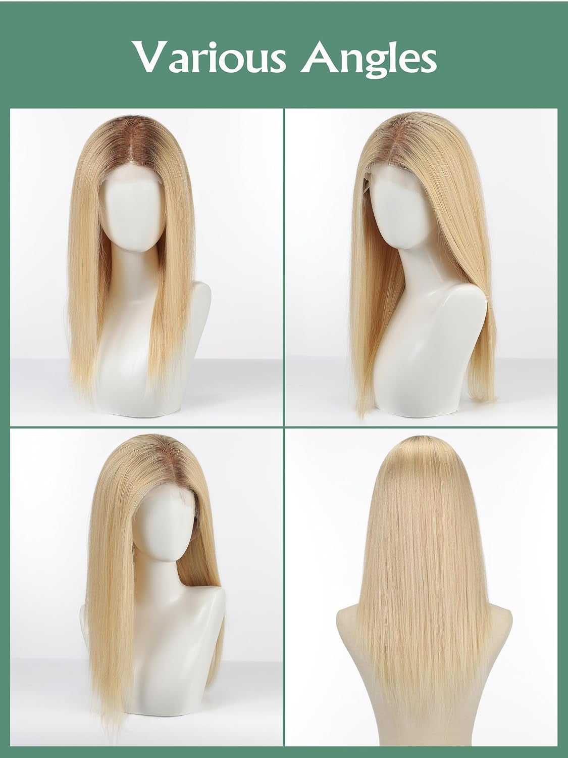 13 * 4 HD Glueless Human Hair Ombre Light Blonde Lace Front Wigs for White Women Straight Wig Pre Plucked 180% Density Transparent (22Inch)