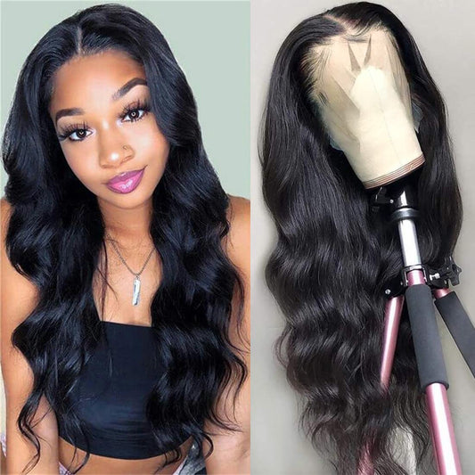 13X4 Lace Frontal Wigs Human Hair Body Wave 100% Unprocessed Brazilian Virgin Human Hair Wigs for Black Women 200% Density (20 Inch)
