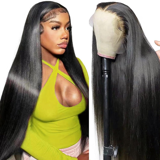 250 Density HD Lace Front Wigs Human Hair, 32 Inch 13X4 Lace Frontal Wigs Human Hair HD Lace, Glueless Straight Lace Front Wigs Human Hair Wigs for Black Women Pre Plucked Bleached Knots