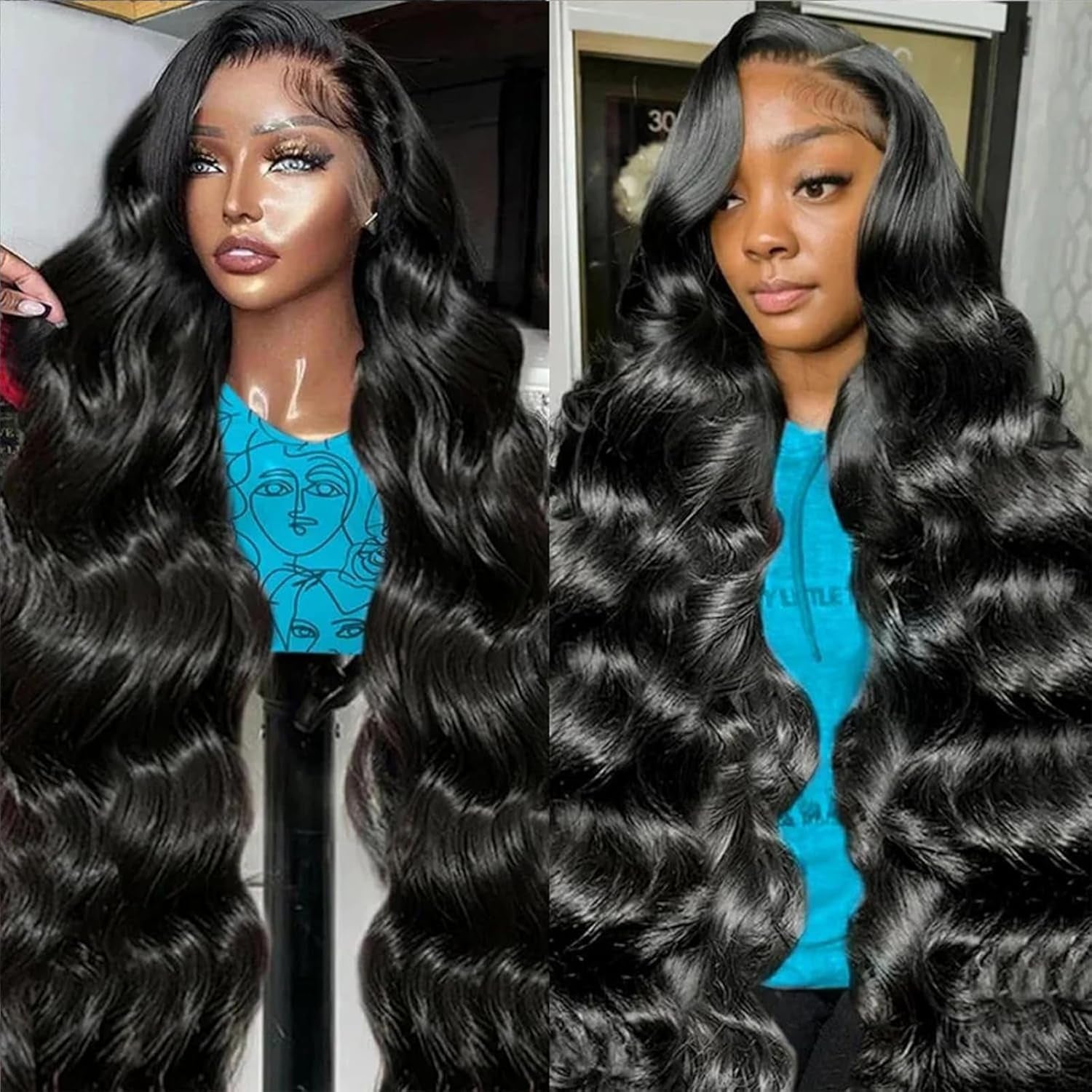 13X4 Lace Front Wigs Human Hair 28 Inch 180% Density Body Wave Pre Plucked HD Transparent Lace Frontal Wigs Baby Hair