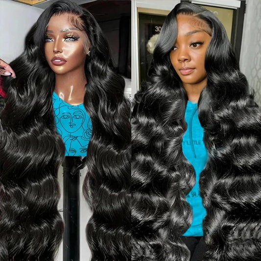 13X4 Lace Front Wigs Human Hair 28 Inch 180% Density Body Wave Pre Plucked HD Transparent Lace Frontal Wigs Baby Hair