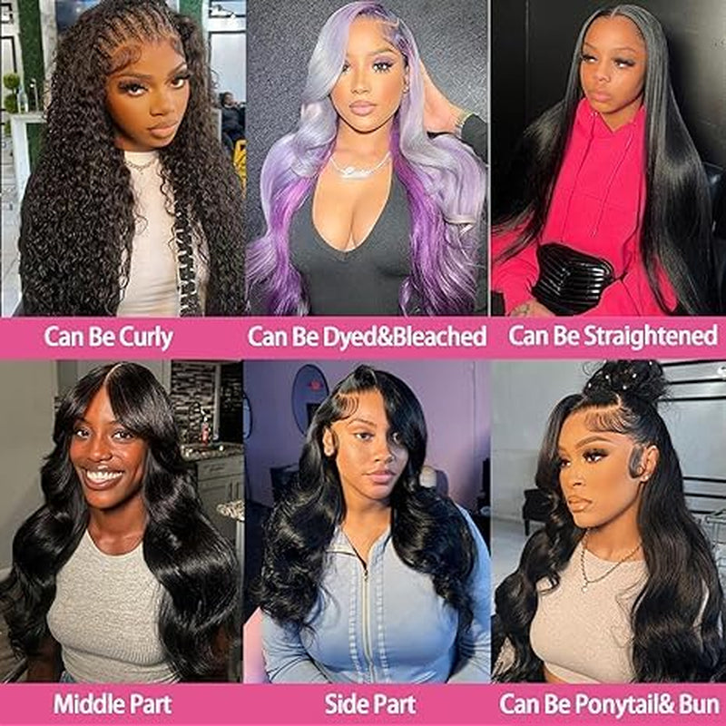 18 Inch Body Wave Lace Front Wigs Human Hair Pre Plucked 200 Density 13X4 HD Lace Front Wigs with Baby Hair Frontal Wigs for Women Natural Black