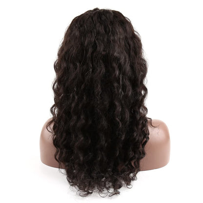 10A Brazilian Loose Deep Full Lace Wigs 130% Density Virgin Human Hair Wig for Black Women Natural Color 16Inch