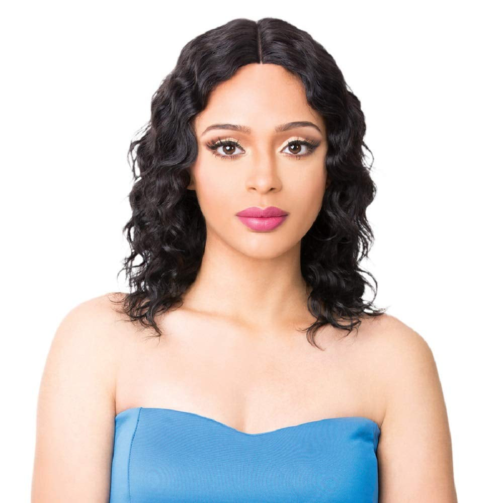 100% Brazilian Human Hair Layered Wavy & Straight Two in One Medium Length Center Part Style Band inside Cap Tightly Secure - HH WET N WAVY TRULY (1)