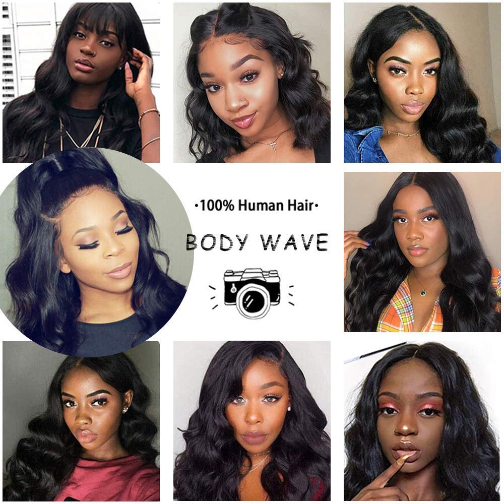 13X4 Lace Frontal Wigs Human Hair Body Wave 100% Unprocessed Brazilian Virgin Human Hair Wigs for Black Women 200% Density (20 Inch)