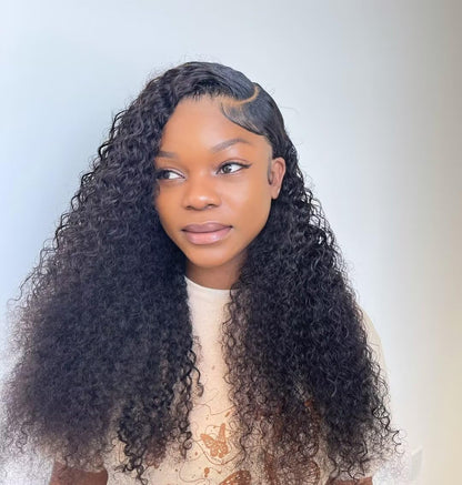 13X6 Deep Wave Lace Front Wigs Human Hair Deep Wave Hd Lace Frontal Wigs for Black Women Glueless Curly Lace Front Wig Pre Plucked with Baby Hair 180% Density Natural Color 26Inch